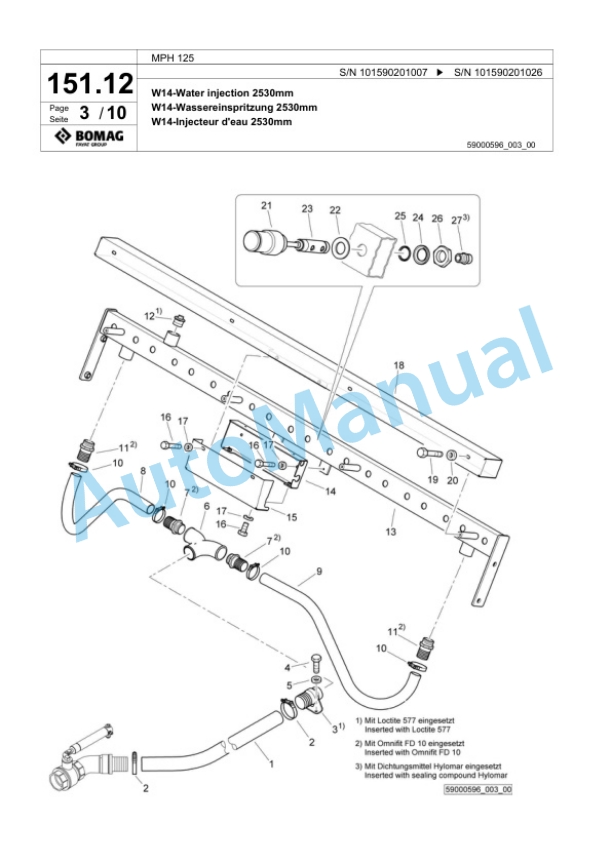 Bomag MPH 125 Soil Stabilizer - Asphalt Recycler Spare Parts Catalogue 00818273-3