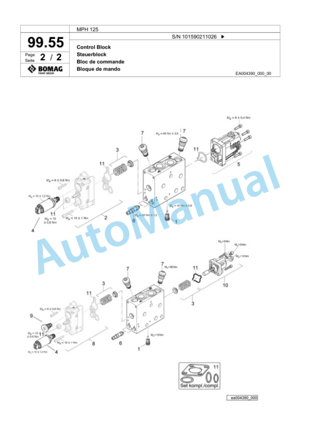 Bomag MPH 125 Soil Stabilizer - Asphalt Recycler Spare Parts Catalogue 00818681-2