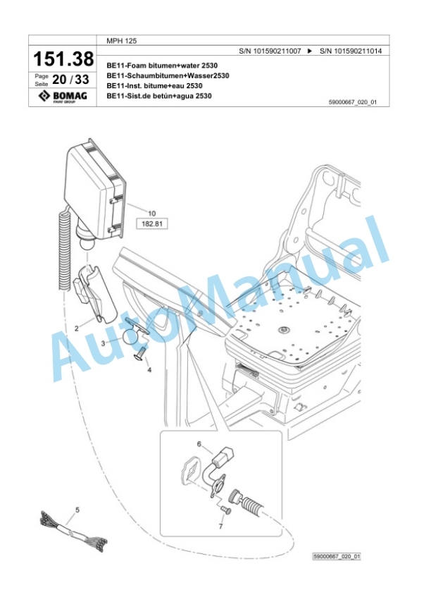 Bomag MPH 125 Soil Stabilizer - Asphalt Recycler Spare Parts Catalogue 00818681-4