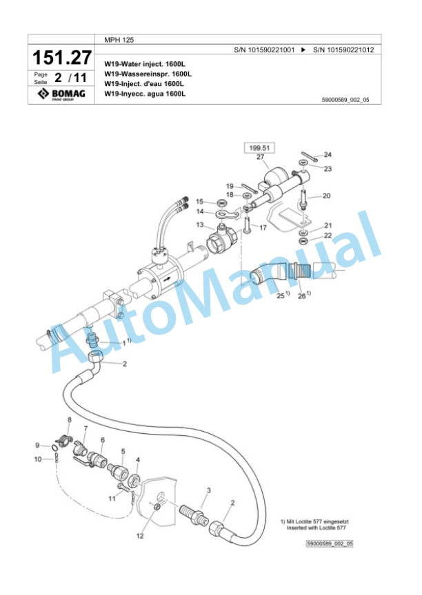 Bomag MPH 125 Soil Stabilizer - Asphalt Recycler Spare Parts Catalogue 00818909-3