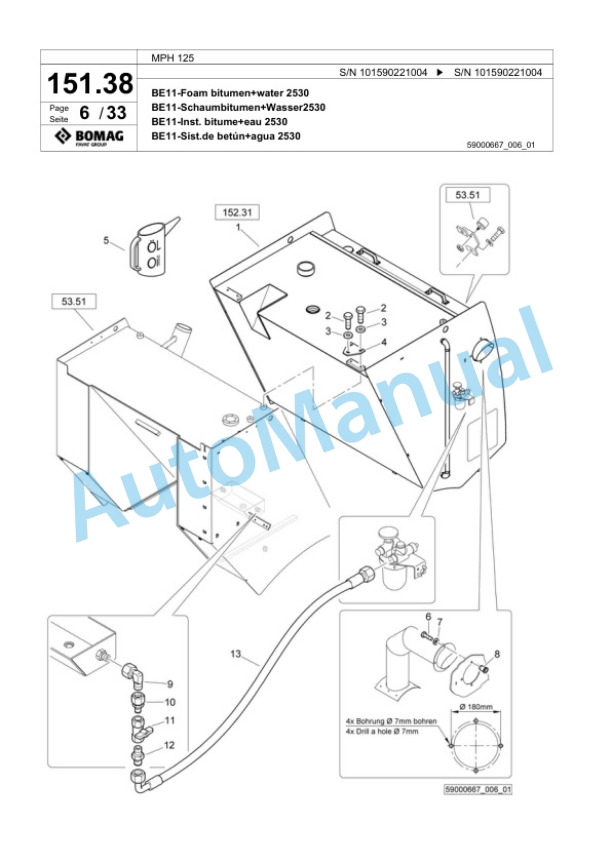 Bomag MPH 125 Soil Stabilizer - Asphalt Recycler Spare Parts Catalogue 00818909-4