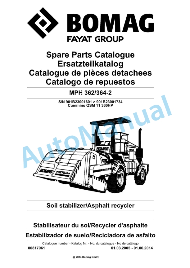 Bomag MPH 362-364-2 Soil Stabilizer - Asphalt Recycler Spare Parts Catalogue 00817961
