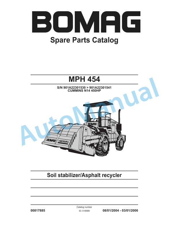 Bomag MPH 454 Soil Stabilizer - Asphalt Recycler Spare Parts Catalogue 00817885
