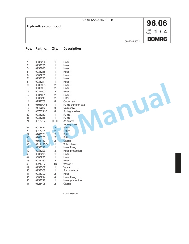 Bomag MPH 454 Soil Stabilizer - Asphalt Recycler Spare Parts Catalogue 00817885-3