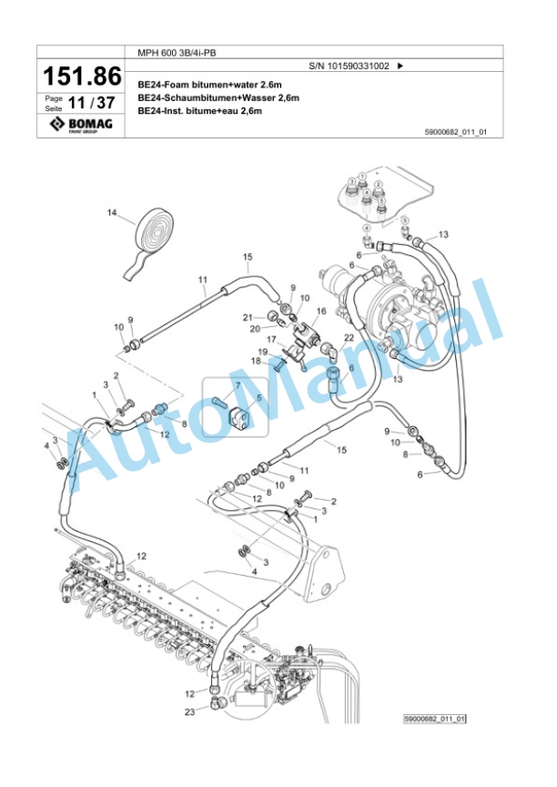 Bomag MPH 600 3B-4i-PB Soil Stabilizer - Asphalt Recycler Spare Parts Catalogue 00824645-3