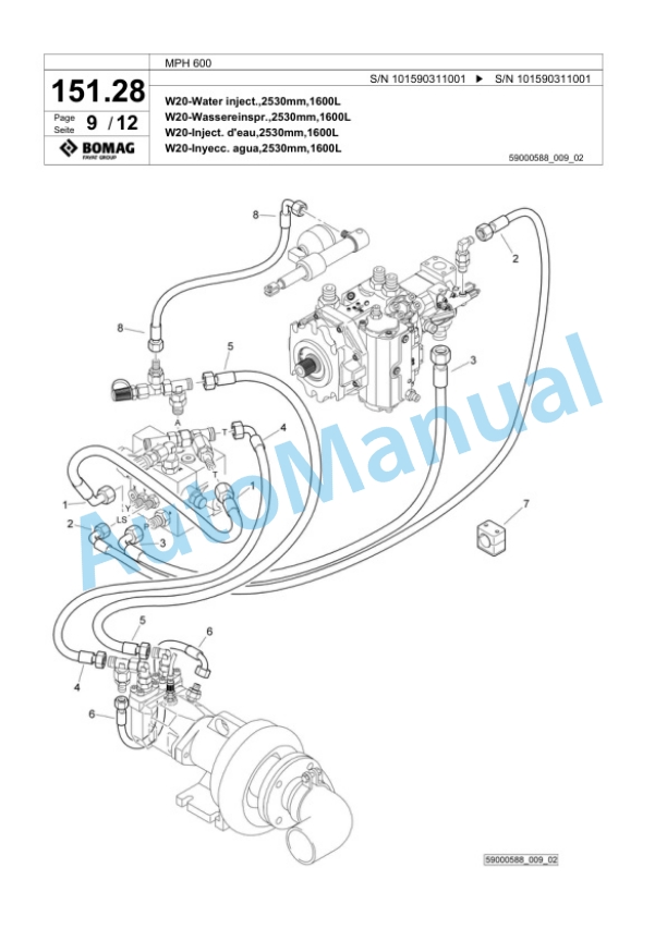 Bomag MPH 600 Soil Stabilizer - Asphalt Recycler Spare Parts Catalogue 00824099-3