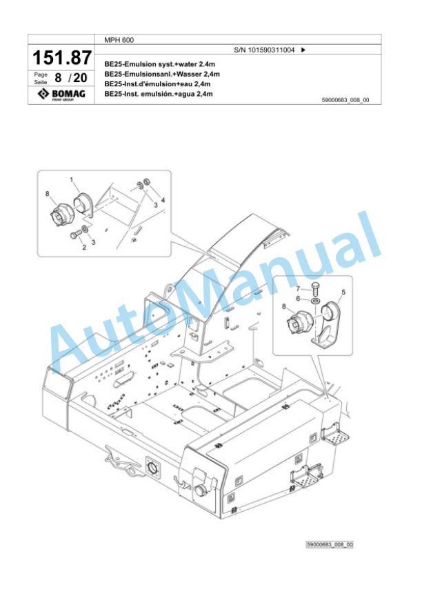 Bomag MPH 600 Soil Stabilizer - Asphalt Recycler Spare Parts Catalogue 00824099-5
