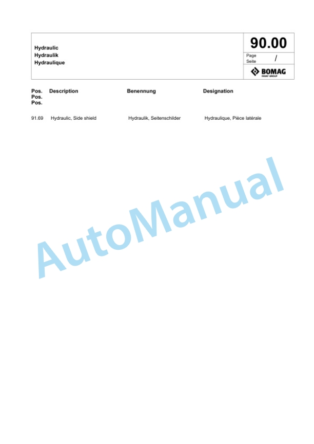 Bomag RS 300 Tractor-Towed Stabilizier Spare Parts Catalogue 00826621-3