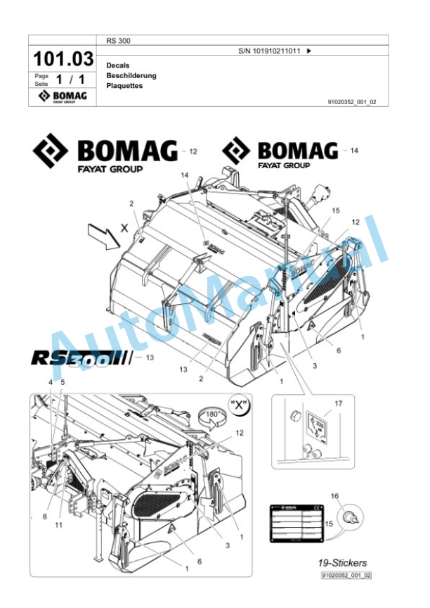 Bomag RS 300 Tractor-Towed Stabilizier Spare Parts Catalogue 00826621-4