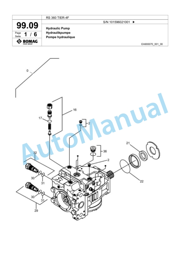 Bomag RS 360 TIER-4F Soil Stabilizer - Asphalt Recycler Spare Parts Catalogue 00825055-4