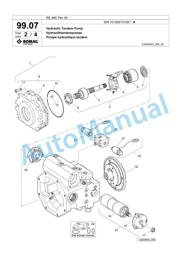 Bomag RS 460 Tier 3A Soil Stabilizer - Asphalt Recycler Spare Parts Catalogue 00824807-4
