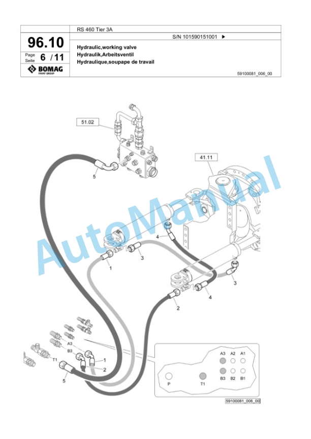 Bomag RS 460 Tier 3A Soil Stabilizer - Asphalt Recycler Spare Parts Catalogue 00825187-3