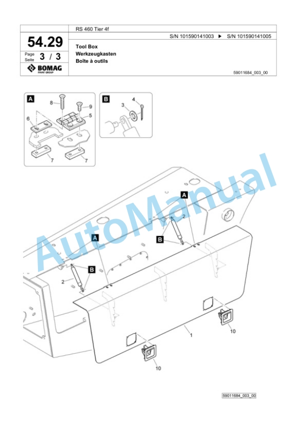 Bomag RS 460 Tier 4f Soil Stabilizer - Asphalt Recycler Spare Parts Catalogue 00824809-2