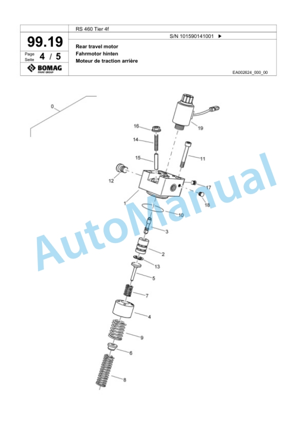 Bomag RS 460 Tier 4f Soil Stabilizer - Asphalt Recycler Spare Parts Catalogue 00824809-5