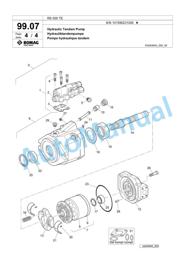 Bomag RS 500 TE Soil Stabilizer - Asphalt Recycler Spare Parts Catalogue 00825835-4