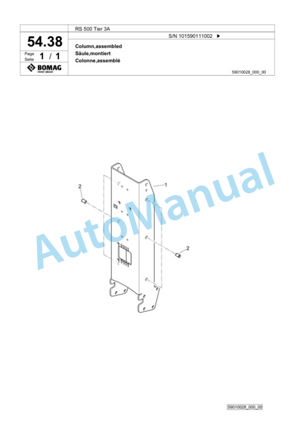 Bomag RS 500 Tier 3A Soil Stabilizer - Asphalt Recycler Spare Parts Catalogue 00824753-2