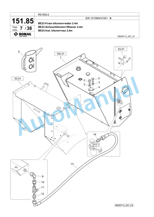 Bomag RS 600-2 Soil Stabilizier - Asphalt Recycler Spare Parts Catalogue 00826669-3