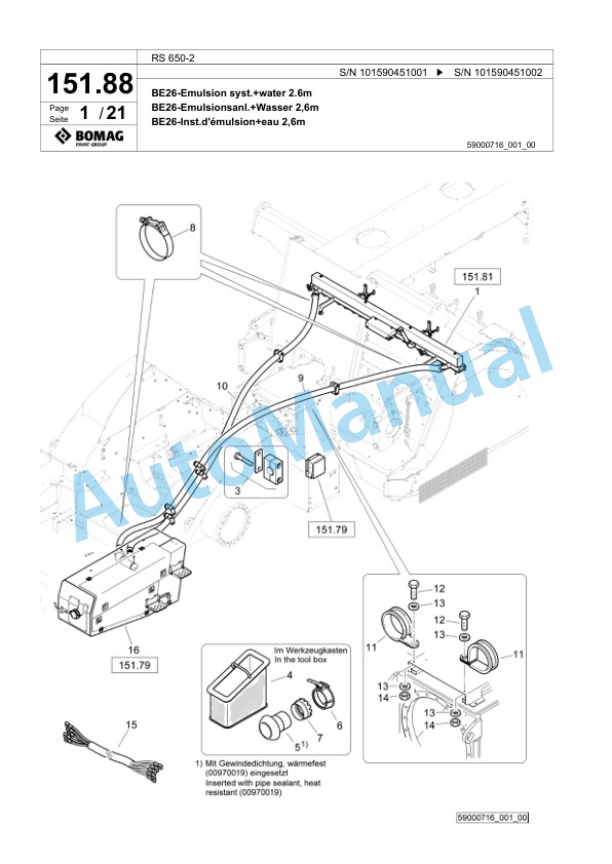 Bomag RS 650-2 Soil Stabilizier - Asphalt Recycler Spare Parts Catalogue 00826673-4