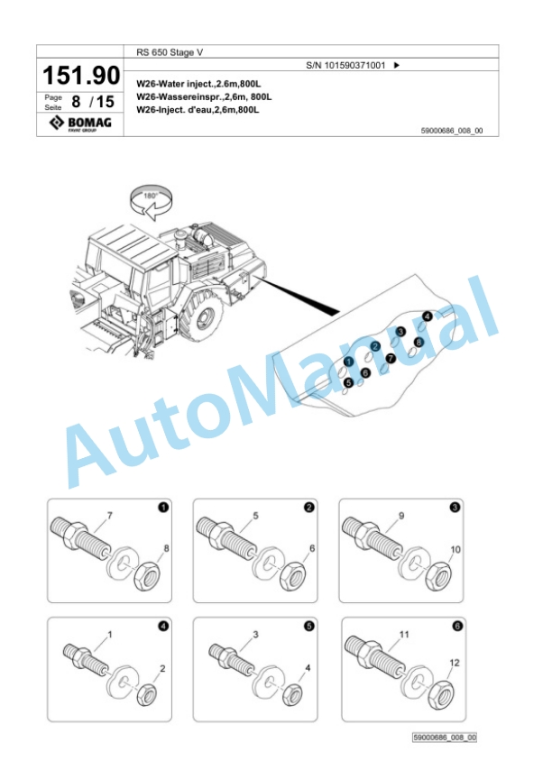 Bomag RS 650 Stage V Soil Stabilizer - Asphalt Recycler Spare Parts Catalogue 00825829-5