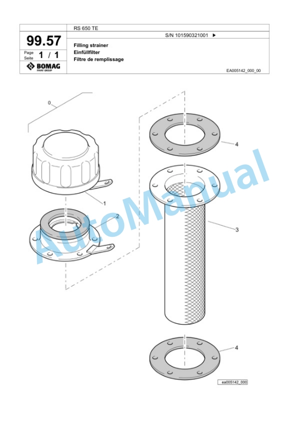 Bomag RS 650 TE Soil Stabilizer - Asphalt Recycler Spare Parts Catalogue 00825831-2
