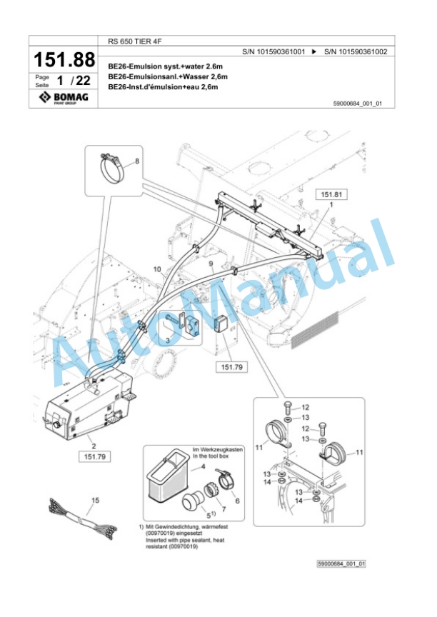Bomag RS 650 TIER 4F Soil Stabilizer - Asphalt Recycler Spare Parts Catalogue 00825131-4