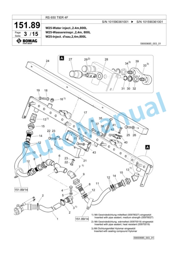 Bomag RS 650 TIER 4F Soil Stabilizer - Asphalt Recycler Spare Parts Catalogue 00825131-5