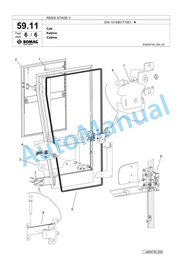 Bomag RS500 STAGE V Soil Stabilizer - Asphalt Recycler Spare Parts Catalogue 00825261-2