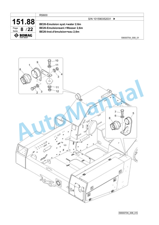 Bomag RS600 Soil Stabilizer - Asphalt Recycler Spare Parts Catalogue 00825147-4