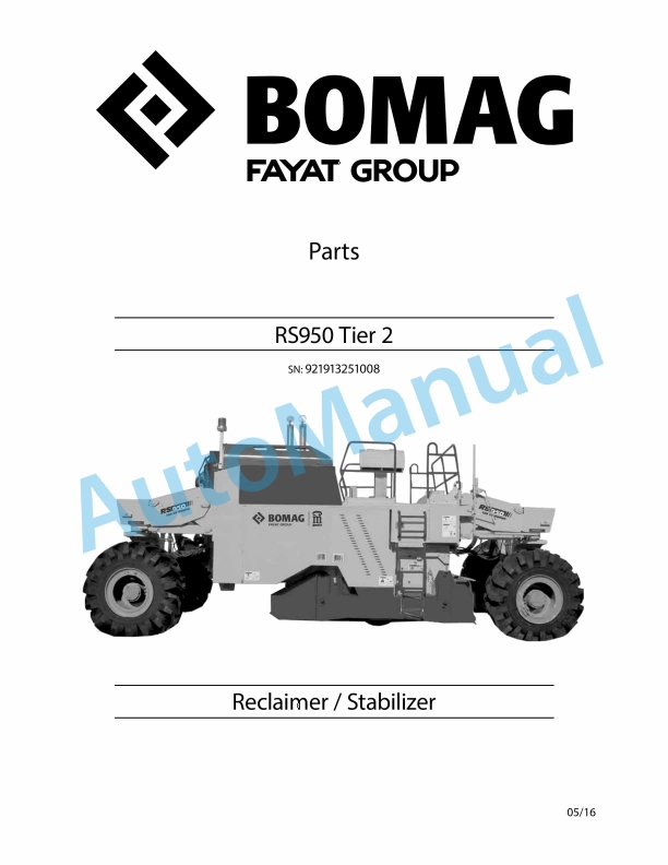 Bomag RS950 Tier 2 Reclaimer, Stabilizer Parts 0852923