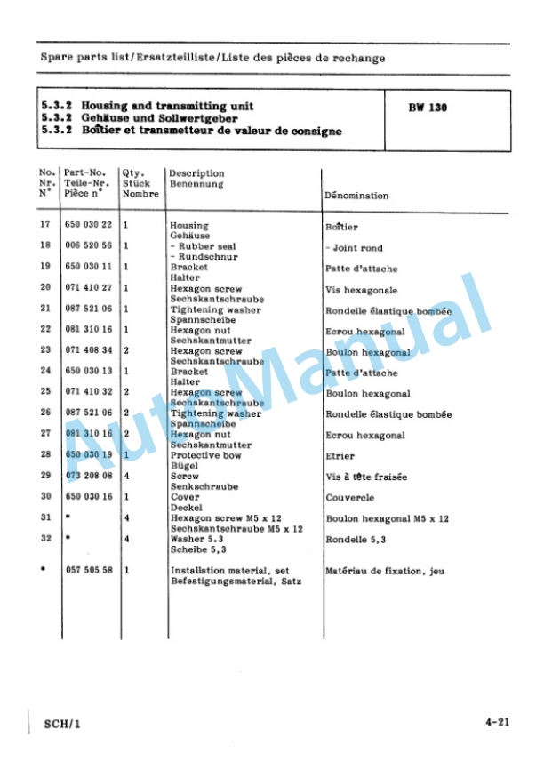 Bomag Speed Control Spare Parts Catalogue 00814711-5