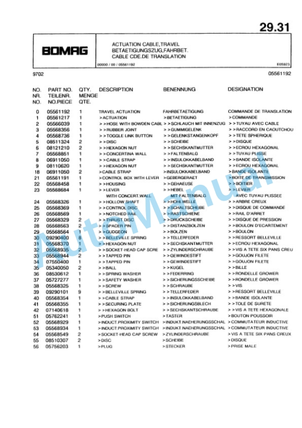 Bomag Travel Actuation Spare Parts Catalogue 00817724-3