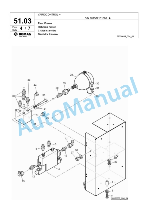 Bomag VARIOCONTROL Plus Single Drum Wheel Drive Vibratory Roller Spare Parts Catalogue 00824141-2