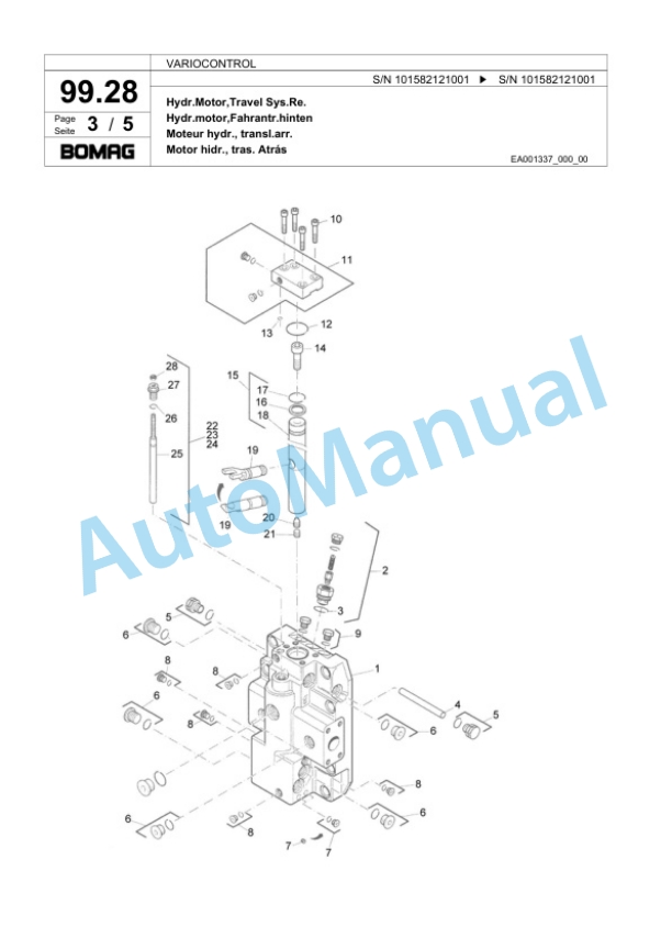 Bomag VARIOCONTROL Single Drum Wheel Drive Vibratory Roller Spare Parts Catalogue 00818383-4