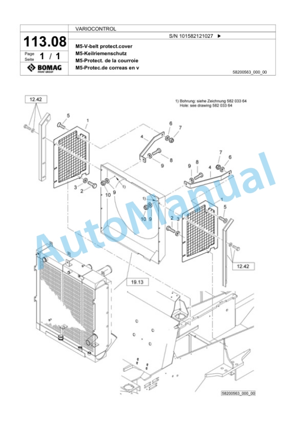 Bomag VARIOCONTROL Single Drum Wheel Drive Vibratory Roller Spare Parts Catalogue 00824151-4