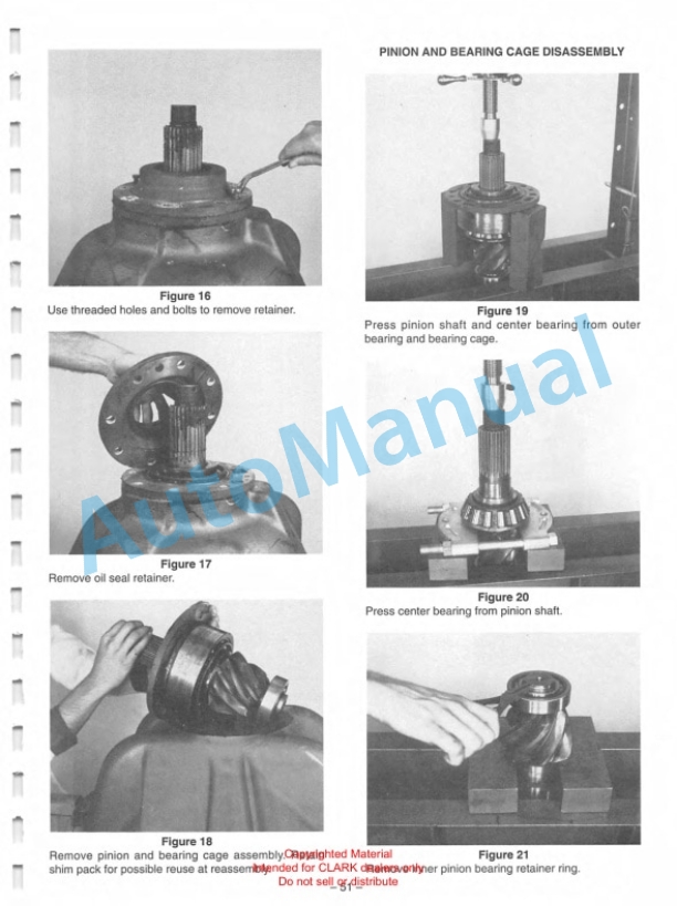 Clark 21 D Series Planetary Drive Axle Maintenance and Service Manual SM-21D-2