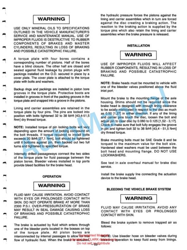 Clark 21 D Series Planetary Drive Axle Maintenance and Service Manual SM-21D-3