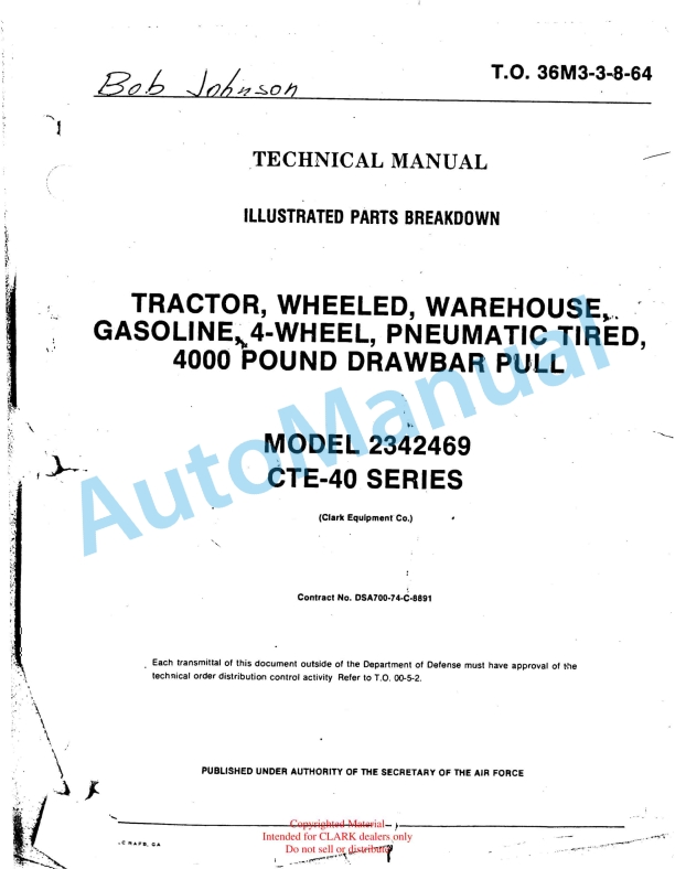 Clark 2342469 CTE-40 Series Technical Manual