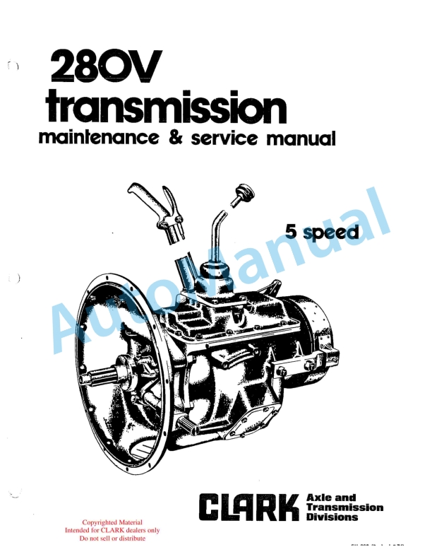 Clark 280V Transmission Maintenance and Service Manual