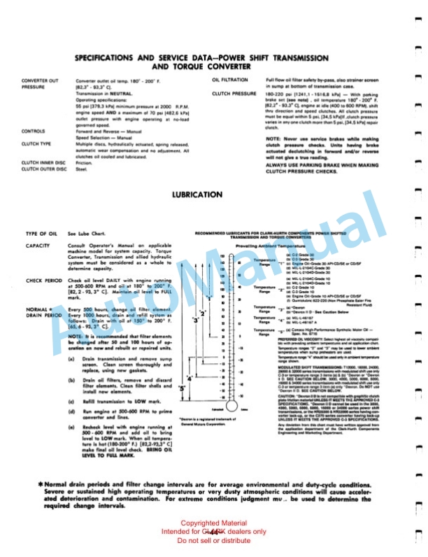 Clark 5000 Series Powershift Transmission Maintenance and Service Manual SM-54-5