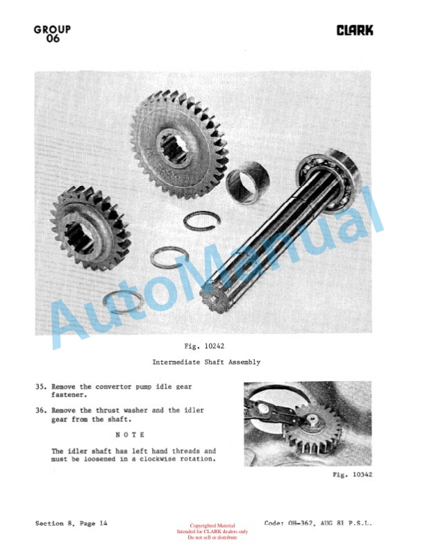 Clark 685, Y685 Gas and Diesel Overhaul Manual OH-539-2