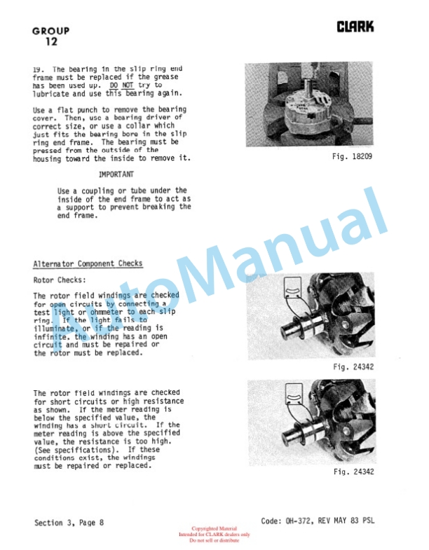Clark 685, Y685 Gas and Diesel Overhaul Manual OH-539-3