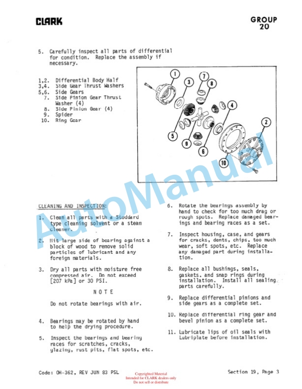 Clark 685, Y685 Gas and Diesel Overhaul Manual OH-539-4