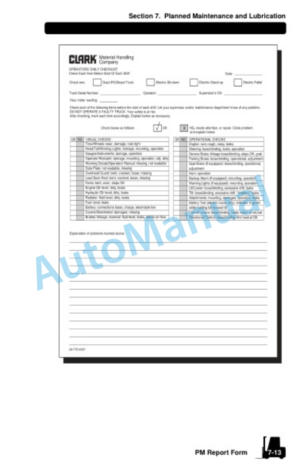 Clark C 15, 18, 20s D, L, C 15, 18, 20sC L, C 20, 25, 30, 35 D, L, G, C 20, 25, 30, 32C L, G Operator Manual OM-1045-5