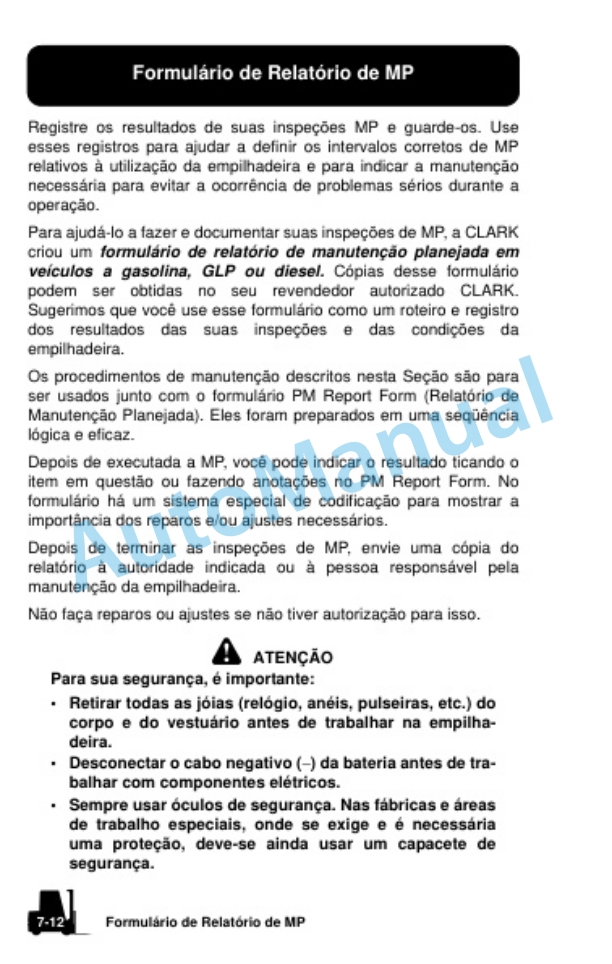 Clark C 15-35 D, L, G, C 15-32 C L, G, C 40-55s D, L, C 60-80 D, C 60-75 L Operator Manual OM-663-4