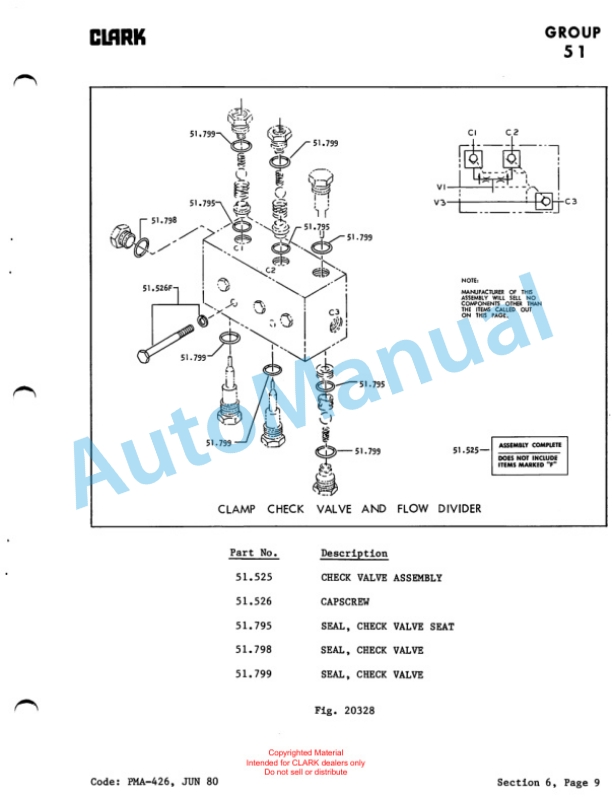 Clark C-2, C-5 Series Palletless Carton Clamps Operation, Maintenance and Repair Manual PMA-426-5
