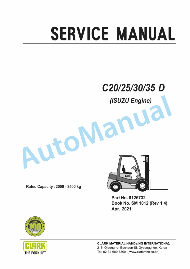 Clark C 20 D, C 25 D, C 30 D, C 35 D Service Manual SM-1012