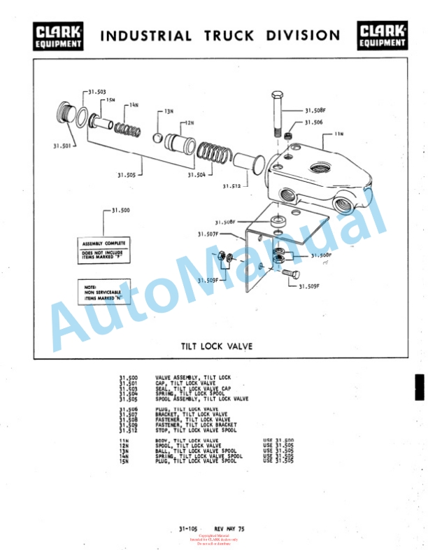 Clark C 30, C 40, C 50, CF 30, CF 40, CF 50, CY 40, CY 50, CYF 40, CYF 50 Overhaul Manual OH-442-3