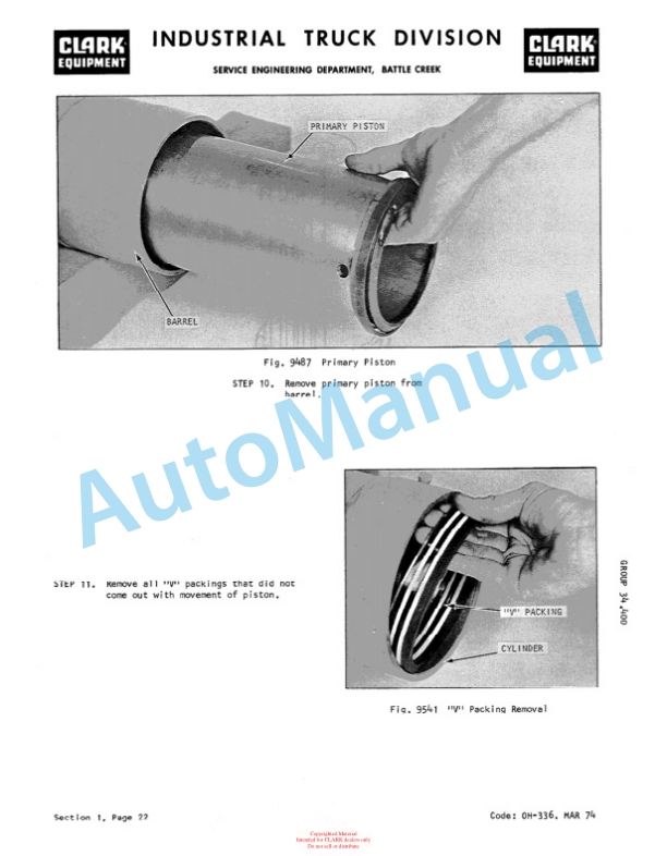 Clark C 30, C 40, C 50, CF 30, CF 40, CF 50, CY 40, CY 50, CYF 40, CYF 50 Overhaul Manual OH-442-4