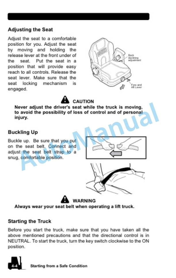 Clark C-40, 45, 50s, 55s D, L, C-60, 70, 75, 80 D, L Operator Manual OM-1038-2