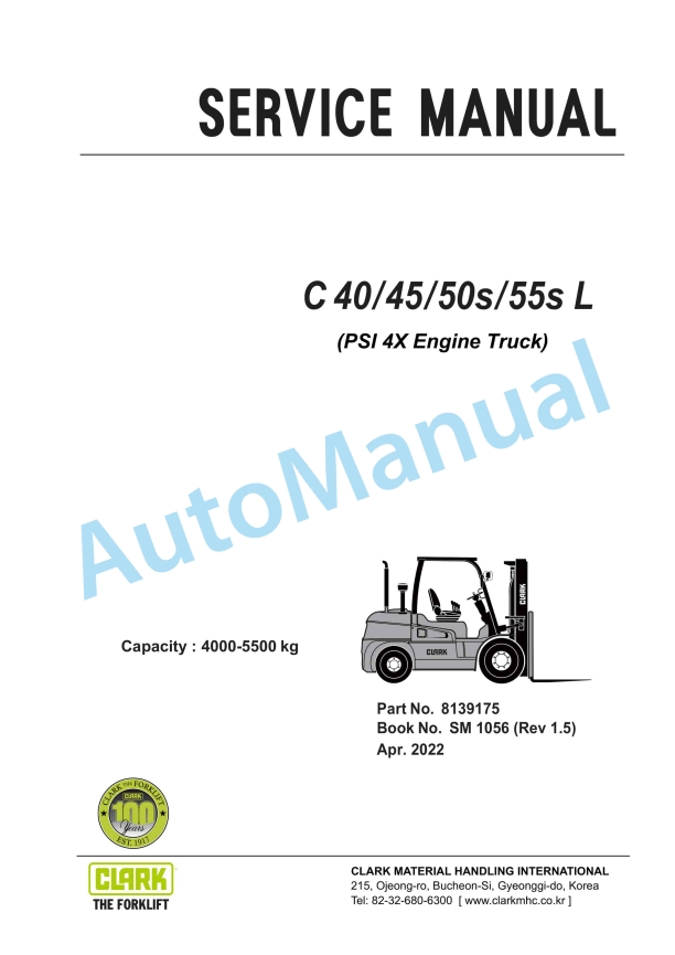 Clark C 40, 45, 50s, 55s L Service Manual SM-1056